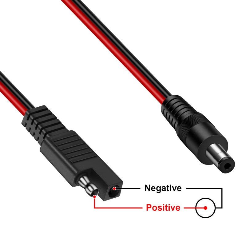 iGreely SAE Plug to DC 5.5mm x 2.1mm Male 14AWG 2ft/60cm Adapters Cables with SAE Polarity Reverse Adapter for Automotive, RV, Solar Panel - Image 4